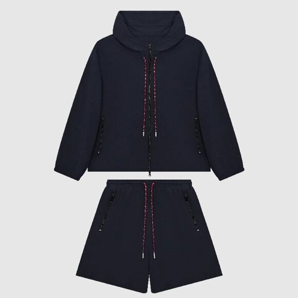 B.Sure Navy Blue Hooded Jacket And Shorts Set - Picture 1 of 4